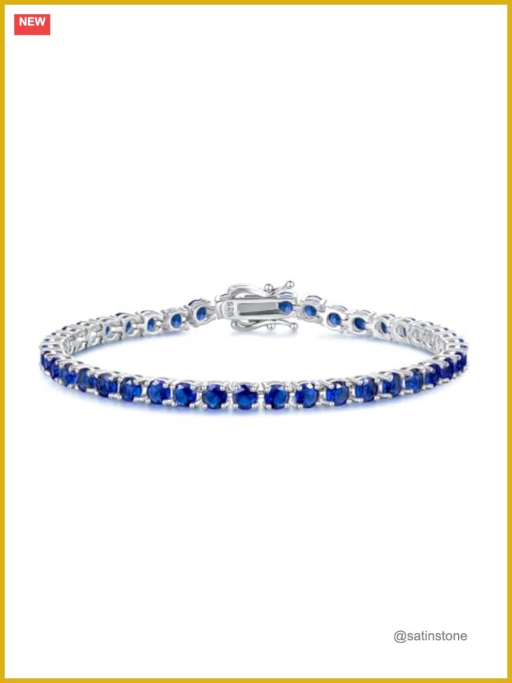 Sterling Silver Blue Sapphire Tennis Bracelet 7.2in 4mm Fine Jewelry